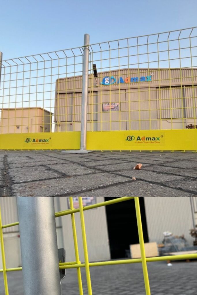 Temporary edge protection system installed on a construction site by professional Edge Protection Systems Manufacturers in Dubai to improve worker safety.